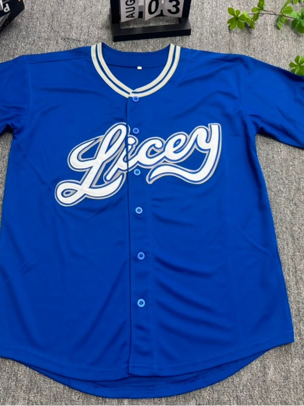 Ice Royal Blue Button-Up Jersey with White Script